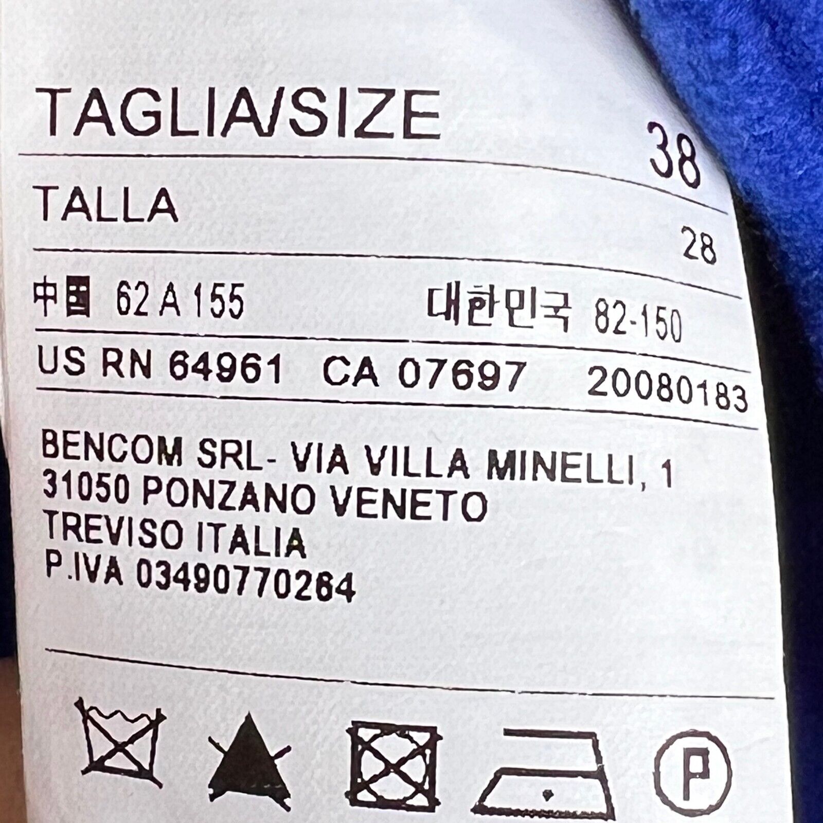 Benetton Blue Wool Coat 38 (XS)