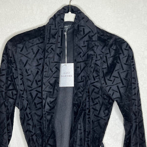 Natori Women Black Trance Textured Velour Black Robe XS NEW $120