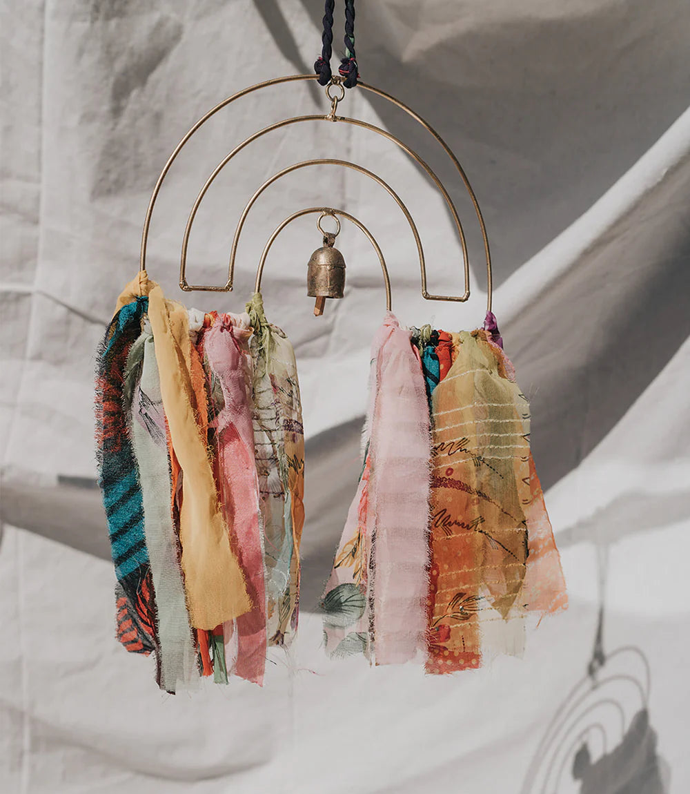 Upcycled Sari Swapna Rainbow Bell Wind Chime