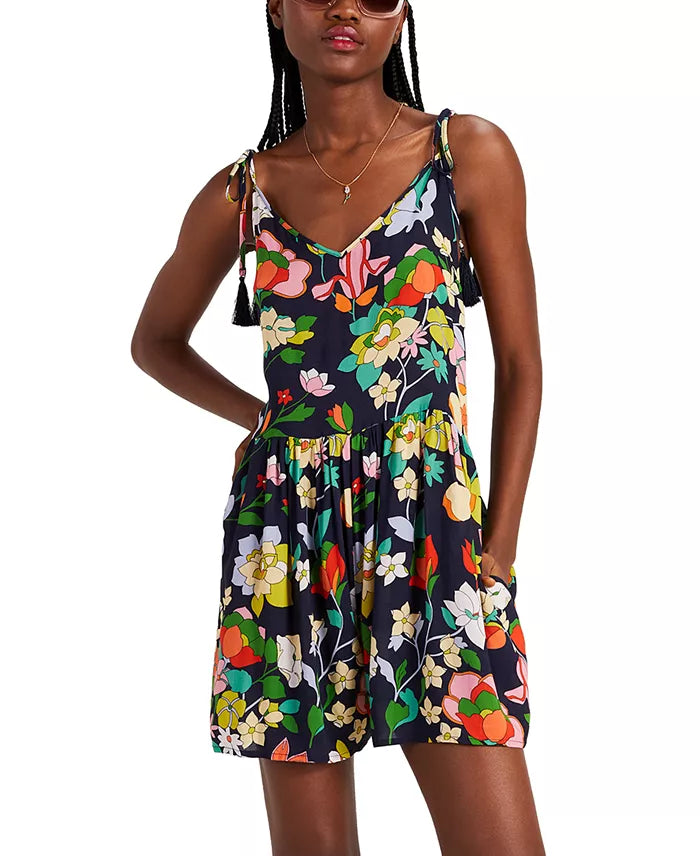 Kate Spade Romper Cover Up Womens Medium Blazer Floral Sleeveless Tassel Dress
