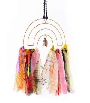 Upcycled Sari Swapna Rainbow Bell Wind Chime