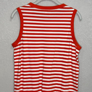 KULE Tank Dress Size Small Orange White Stripe Sleeveless Cotton $148