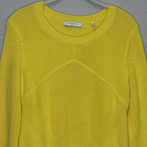 Sandro Paris Sweater Size 6 (2) Yellow Cotton Blend Knit Pullover Crewneck
