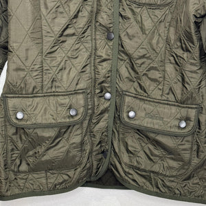 Barbour Quilted Jacket Womens 8 Olive Green Polarquilt Utility 4 Pocket Zip Snap