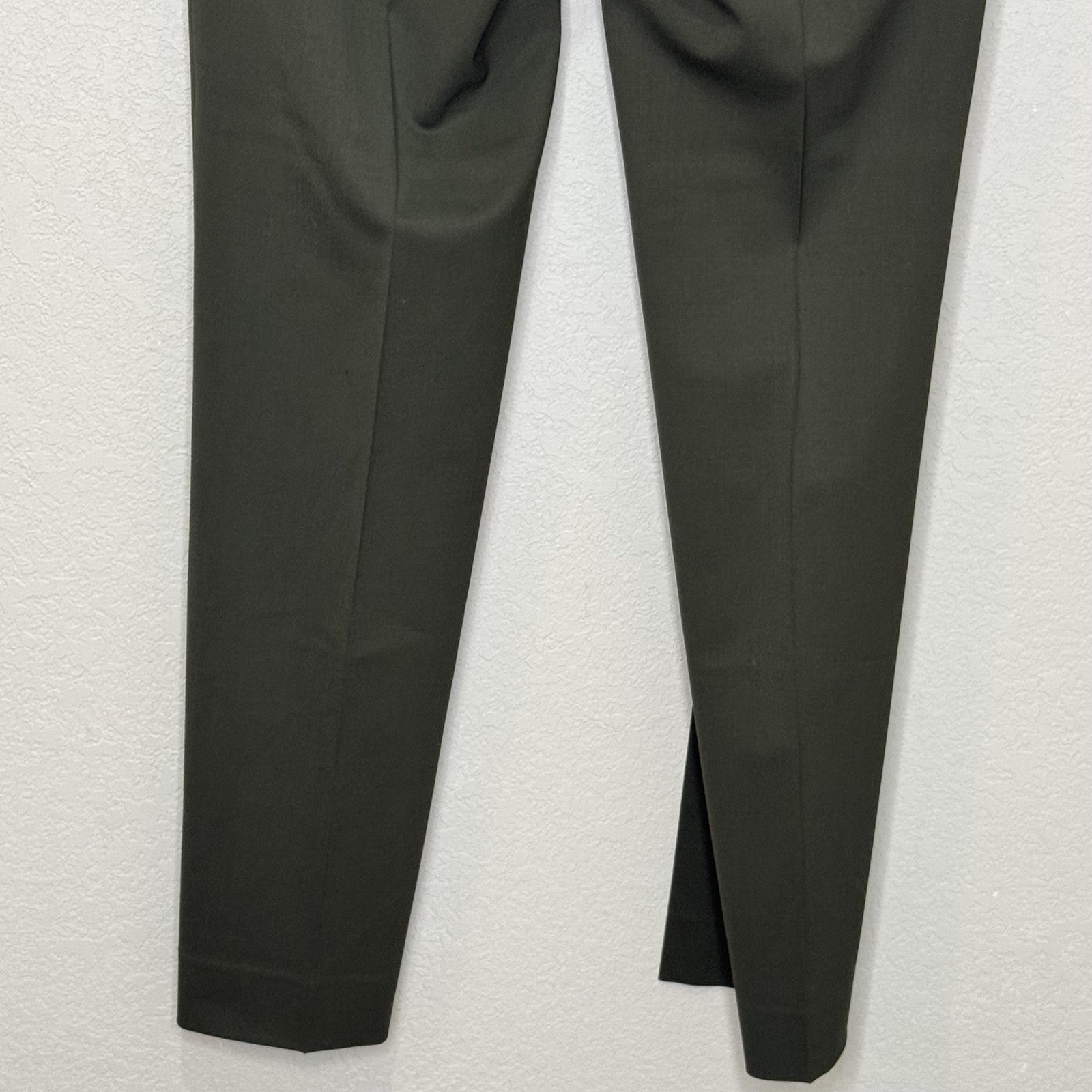 Lafayette 148 New York Pants Womens 4 Olive Green Virgin Wool Stretch Tailored