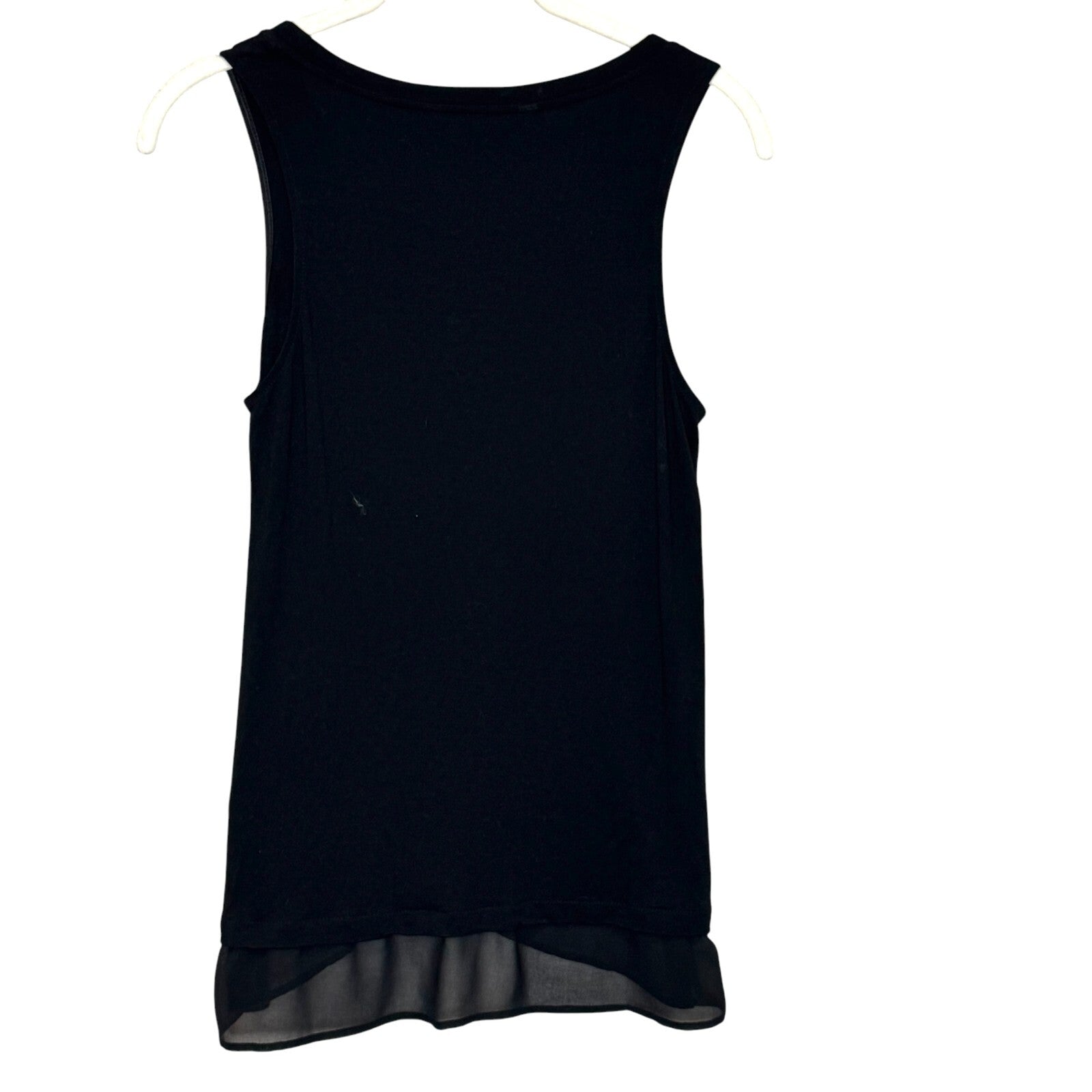 Desigual Black Tank Top Size Small Asymmetric Ruffle Hem Floral Pattern