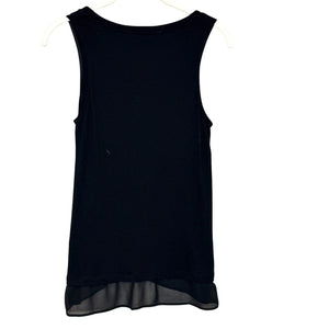 Desigual Black Tank Top Size Small Asymmetric Ruffle Hem Floral Pattern