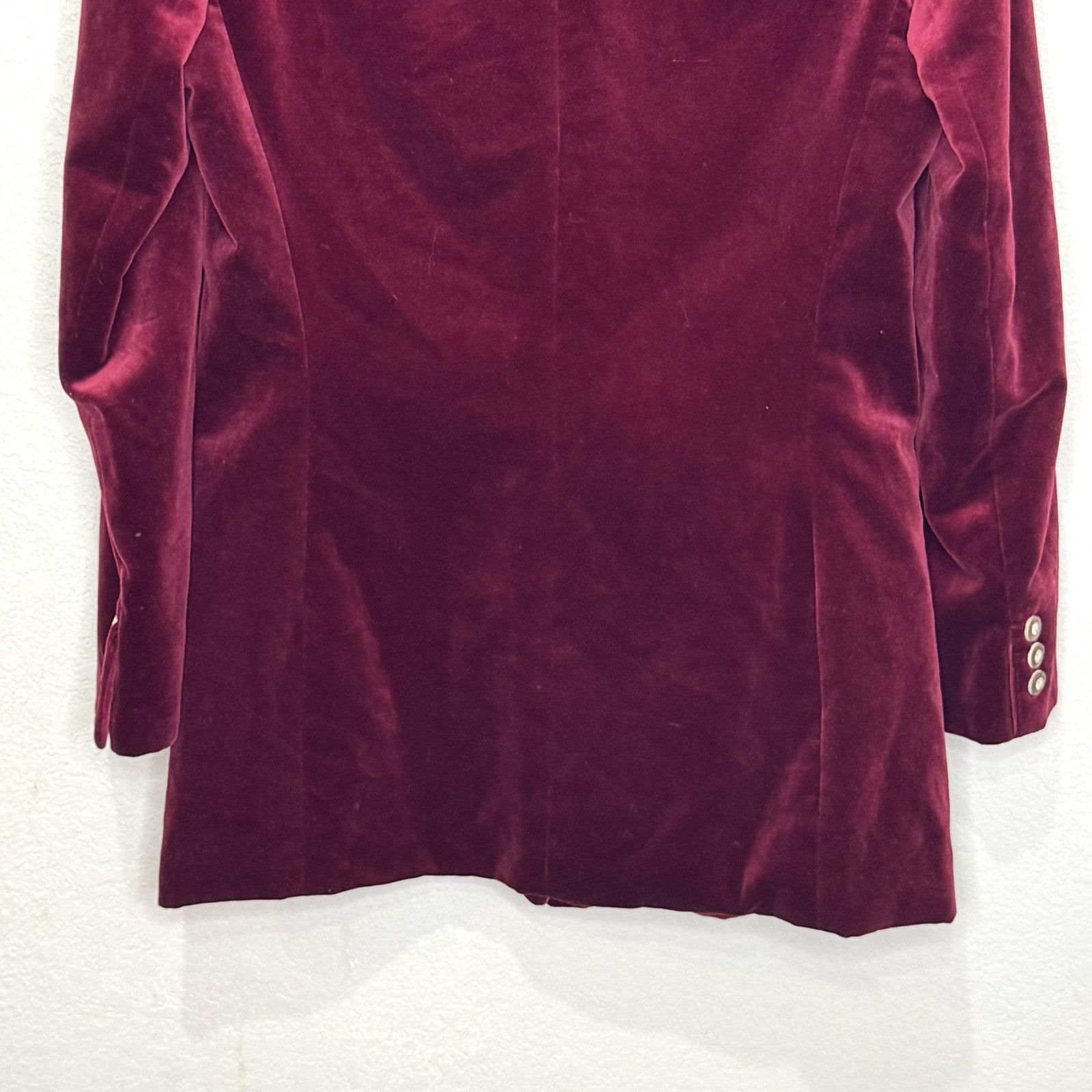 Gorsuch Ltd Blazer Womens 8 Burgundy Velvet Gold Buttons Made USA Lined Jacket