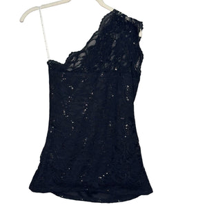 Boston Proper Black Lace Top Size Small One Shoulder NEW $59