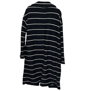 Marine Layer Sweater Coat Womens Medium Black White Striped Open Front Cardigan