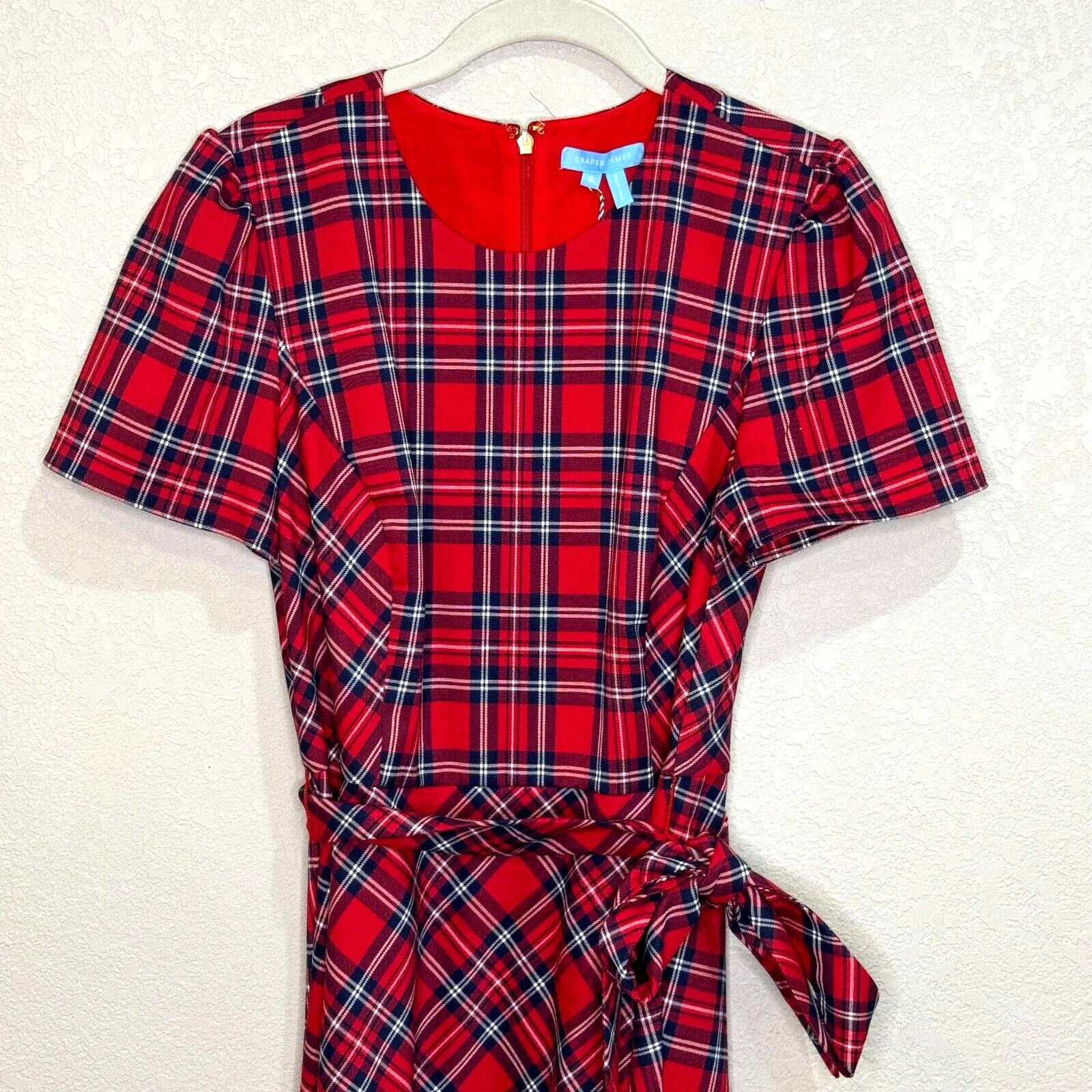 Draper James NEW Red Plaid Angie Check Love Circle Holiday Dress Size 8 $150