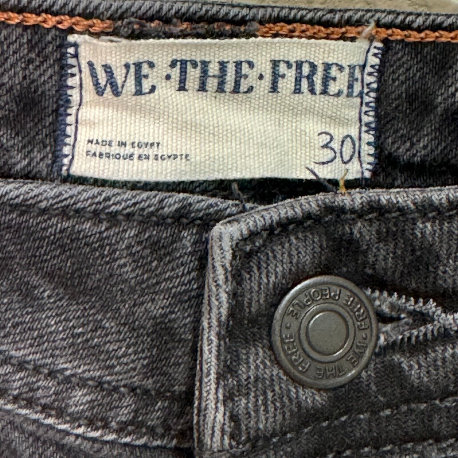 FREE PEOPLE We The Free Denim High Rise Jeans Button Fly Bootcut Black Size 30