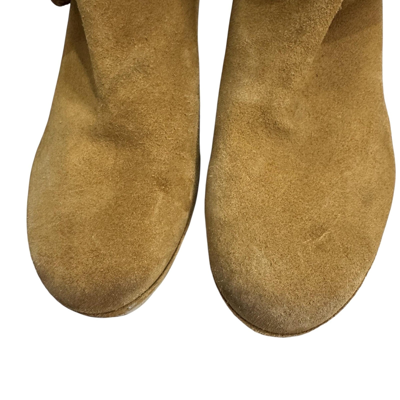 Free People Boots Womens Size 38 Tan Suede Clog Ankle Wrap Wooden Heel 500030907