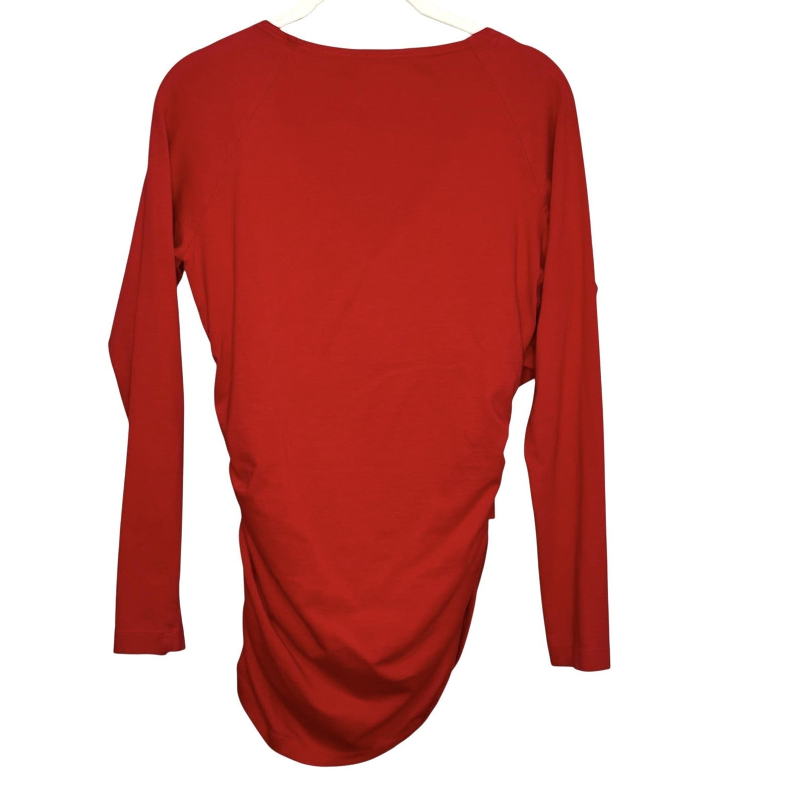 Sundance Dress Womens Small Red Long Sleeve Ruched Surplice Wrap Style Party