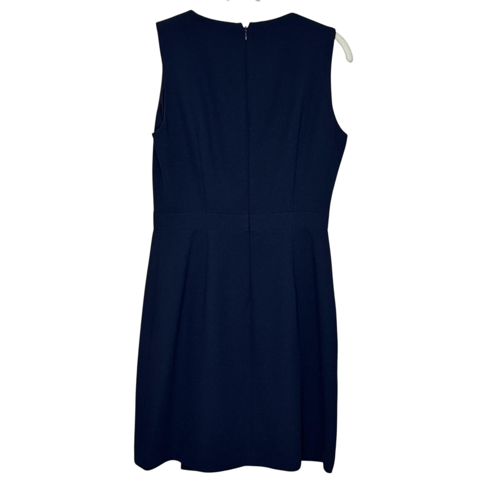 Club Monaco Dress Womens 6 Navy Blue V-Neck Wrap Sheath Lined Zip Back Office