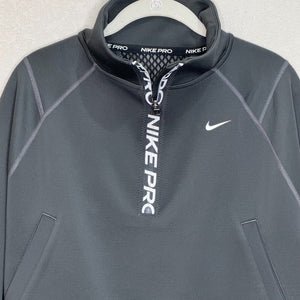 Nike Pro NEW Women Black White Long Sleeve 1/2 Zip Cropped Sweatshirt Size Small