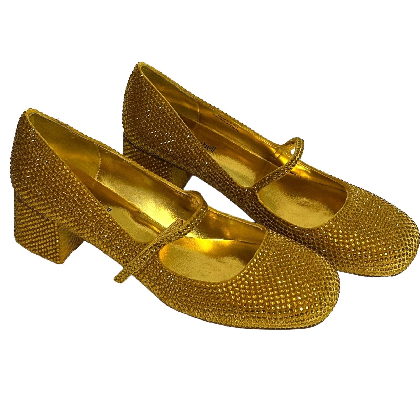 Jeffrey Campbell Regal Block Yellow Gold Mary Jane Heels Size 7.5