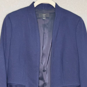 J.Crew Going Out Stretch Twill Open Front Blazer Jacket Navy Blue Size 4