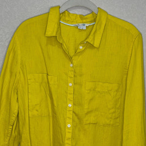 Boden The Linen Shirt in Pineapple Yellow Size 10 Long Sleeve Button Down