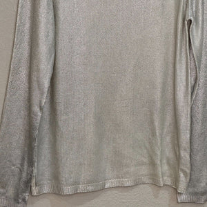 Majestic Filatures Metallic Silver Long Sleeve Sweater Size Small NEW $398