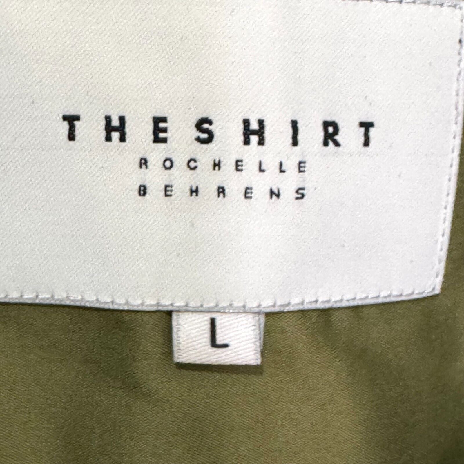 The Shirt Rochelle Behrens Size Large Olive Green Long Sleeve Button Down Icon