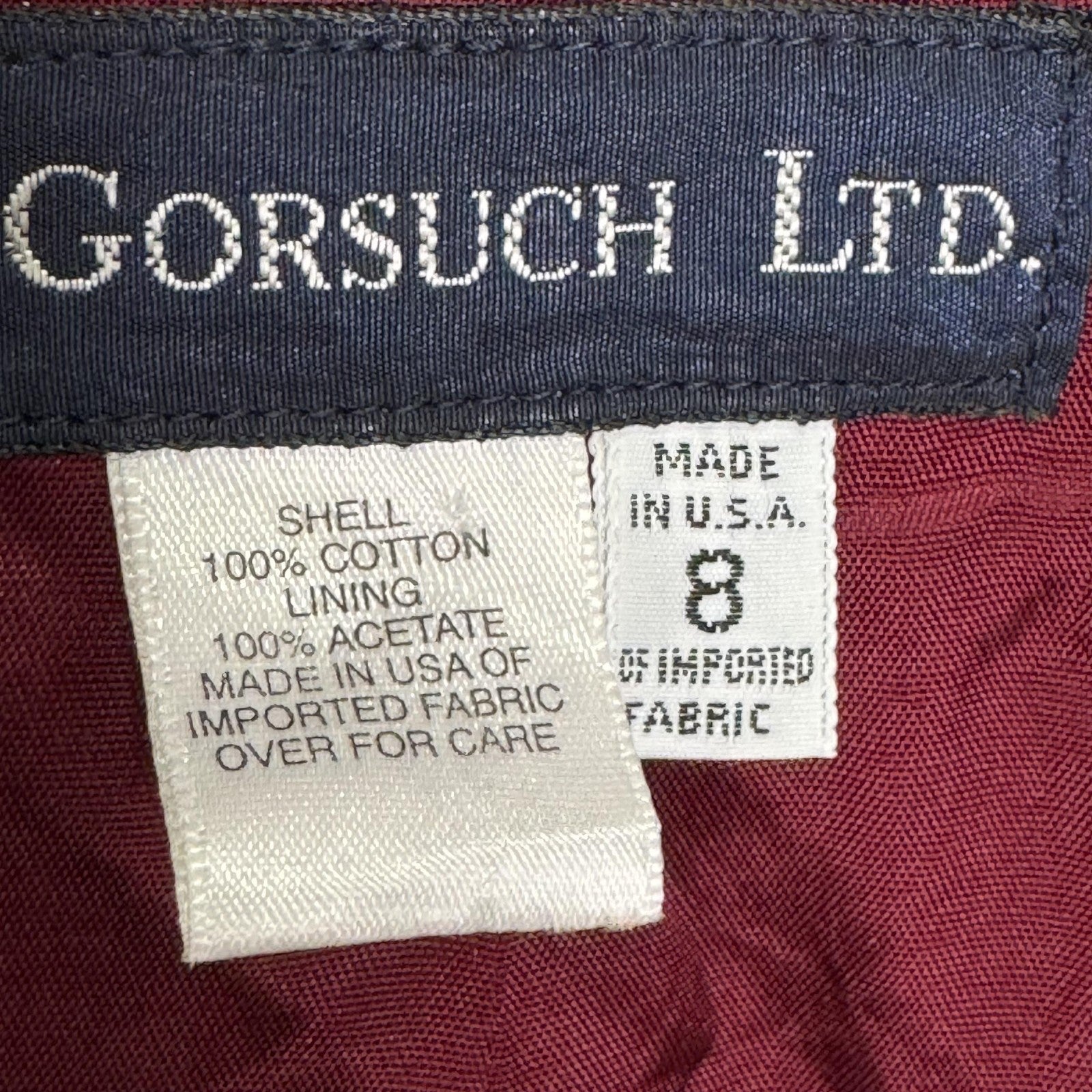 Gorsuch Ltd Blazer Womens 8 Burgundy Velvet Gold Buttons Made USA Lined Jacket