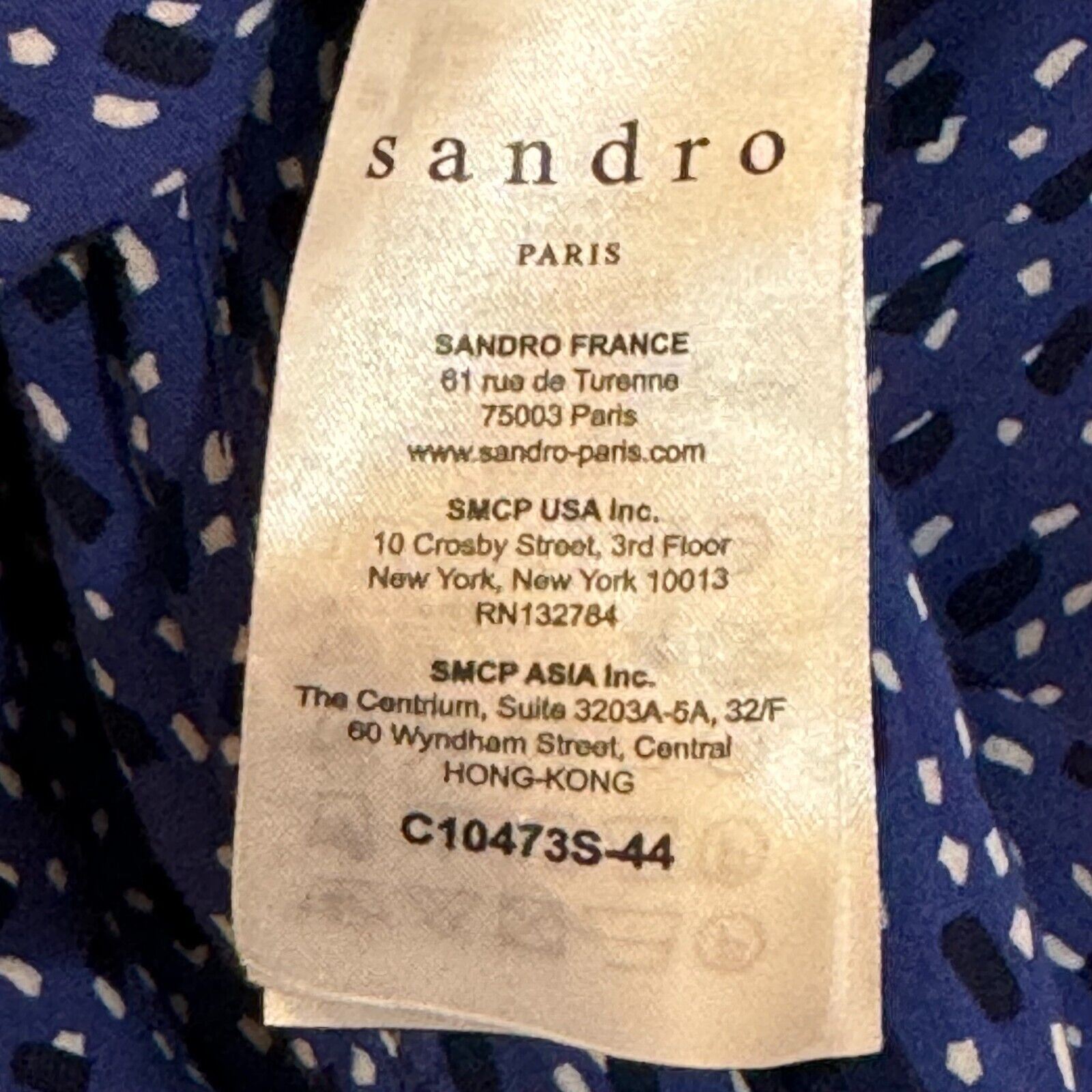 Sandro Paris Blue Dot Button Up Shirt Size Large