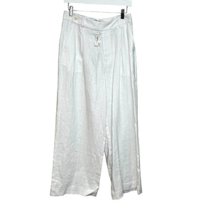 Madewell NEW White Harlow Wide-Leg Pants in 100% Linen Size 6