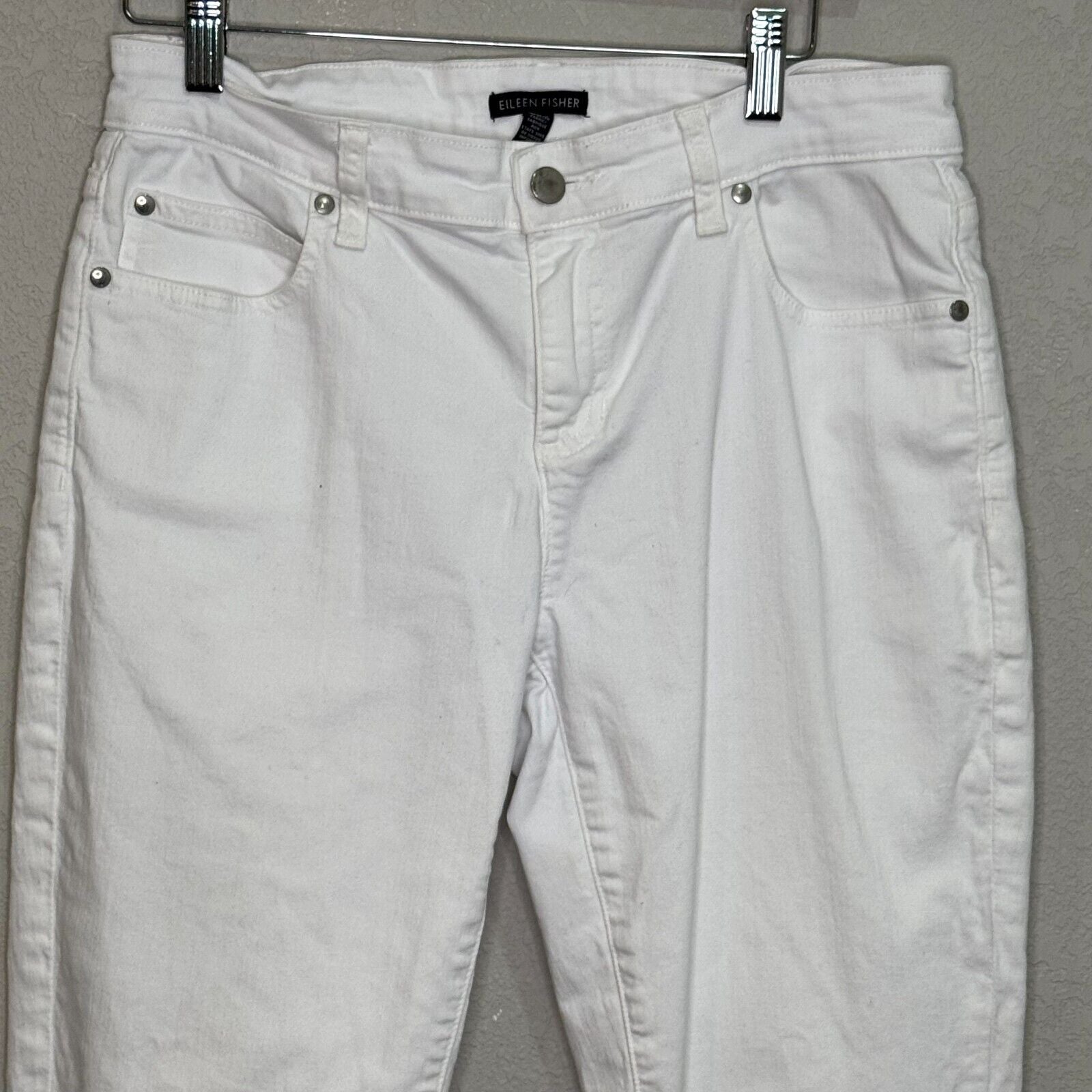 Eileen Fisher White Jeans Size 4 Organic Cotton Denim Slim Jean