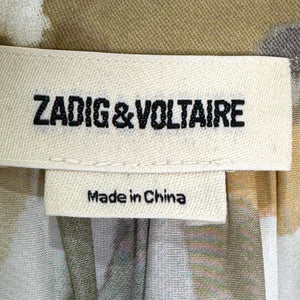 Zadig & Voltaire Size Small Tink Camou Long Sleeved High Low Blouse