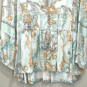 Odd Molly Mint Green Peach Floral Paisley Top Blouse Size Small (1)