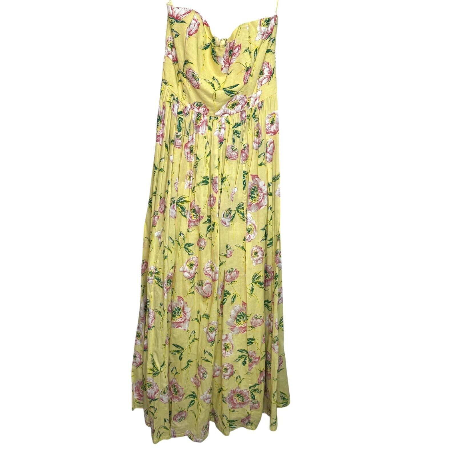 French Connection Maxi Dress Size 8 NWT Strapless Yellow Floral Spring Bloom