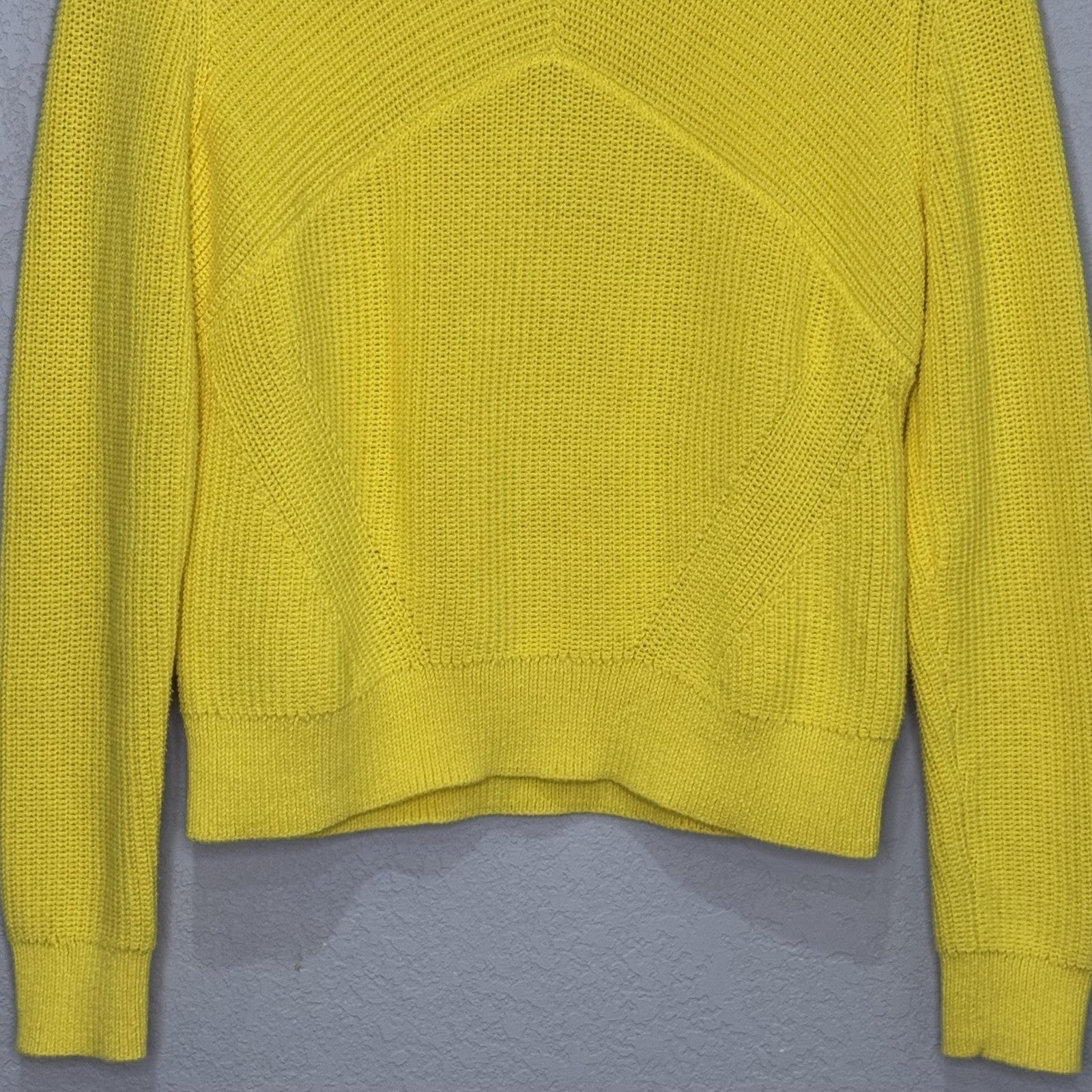 Sandro Paris Sweater Size 6 (2) Yellow Cotton Blend Knit Pullover Crewneck