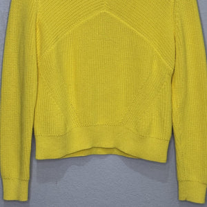 Sandro Paris Sweater Size 6 (2) Yellow Cotton Blend Knit Pullover Crewneck