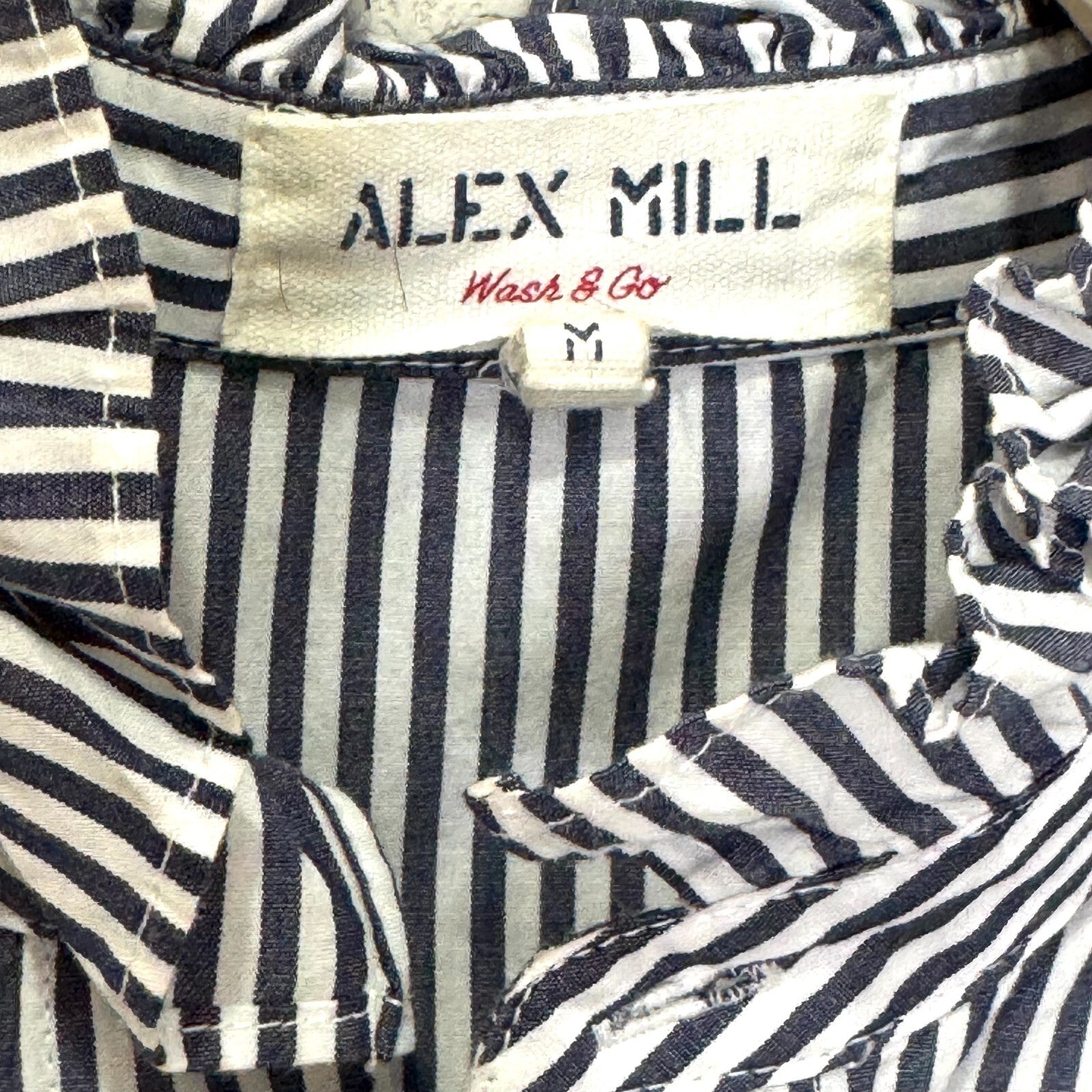ALEX MILL Easy Ruffle Shirt Navy White Stripe Size Medium Oversized