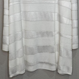 Misook Sweater 1X White Tonal Striped Sweater Tunic