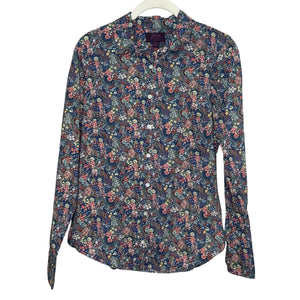 J Crew Liberty Shirt Top Size 4 Elderberry Floral Cotton Button Down Long Sleeve