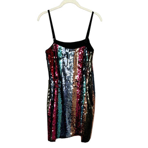 Tanya Taylor Rainbow Sequin Stripe Mini Dress Size 2