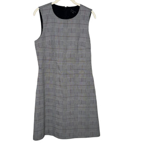 Theory Raneid Brant Check Plaid Dress Size 10 Sleeveless Jumper Gray Career