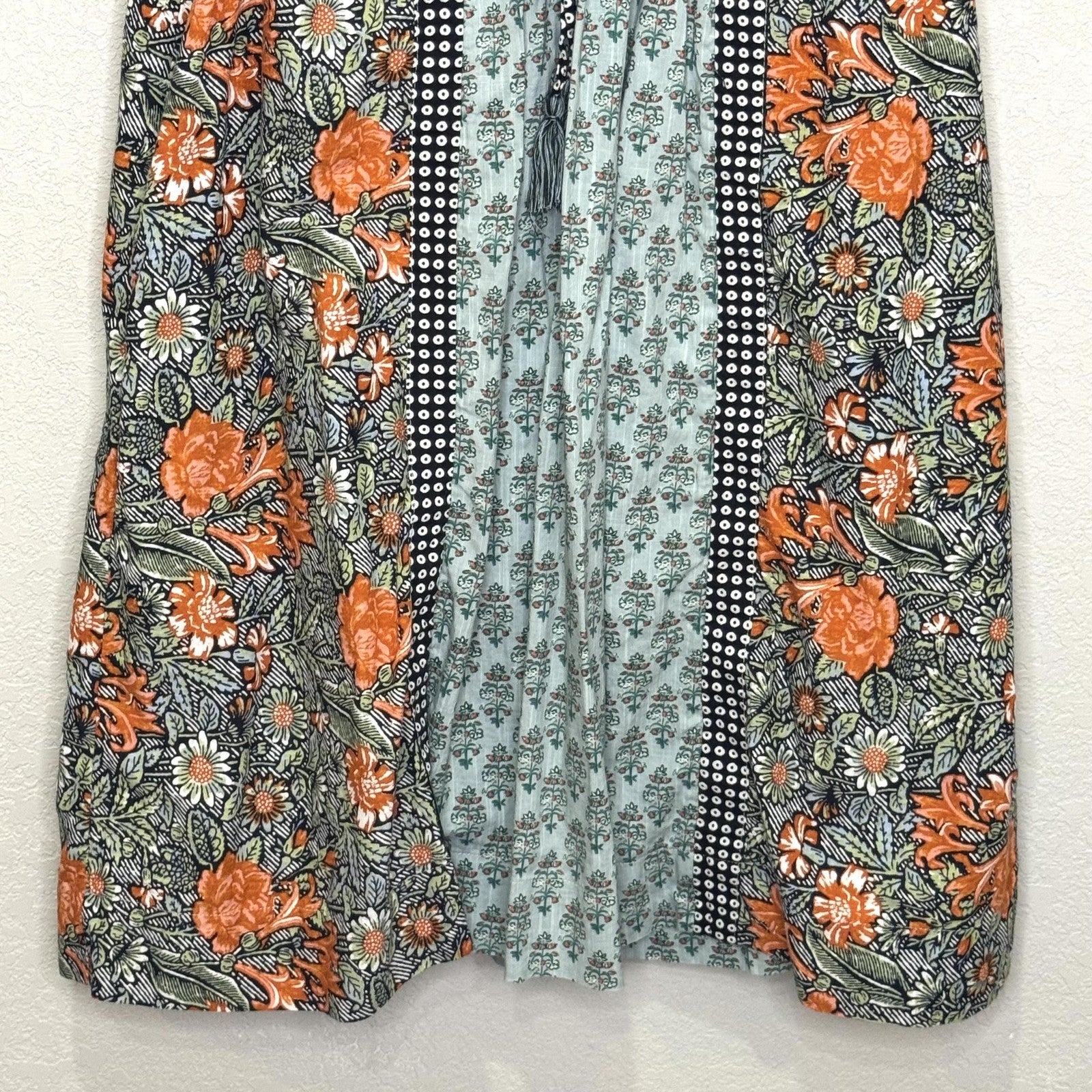 Anthropologie Dress Womens Small Boho Floral Paisley Tunic Pockets Orange Green