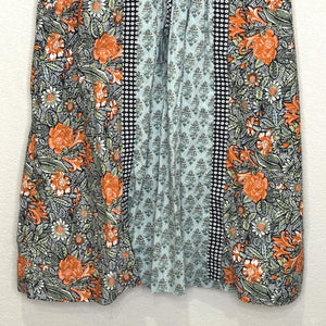 Anthropologie Dress Womens Small Boho Floral Paisley Tunic Pockets Orange Green