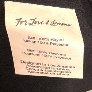 For Love & Lemons Dress Womens Small Black Cherry Print Tie Front Backless Rayon
