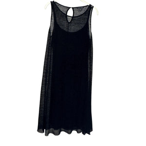 Eileen Fisher Dress Womens Small Black Sheer Mesh Sleeveless Keyhole Midi Slip