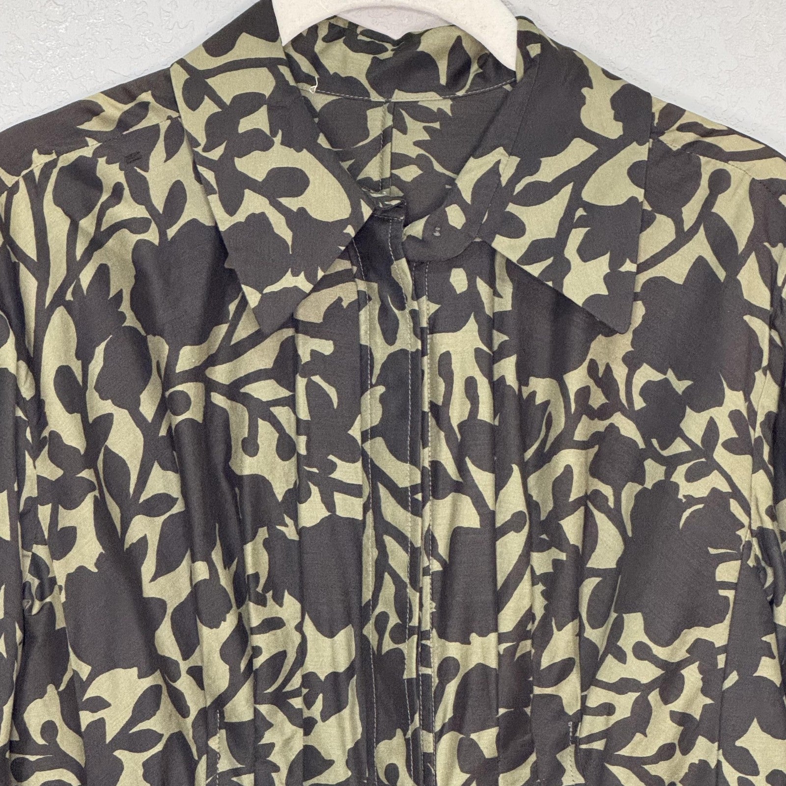 Vtg Yves Saint Laurent Shirt Size 38 Floral Print Silk Tie Waist Designer Blouse