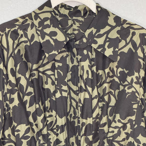 Vtg Yves Saint Laurent Shirt Size 38 Floral Print Silk Tie Waist Designer Blouse