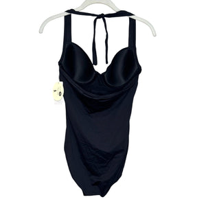 Tommy Bahama Black Swimsuit Halter One Piece Size 8 NEW Tummy Control