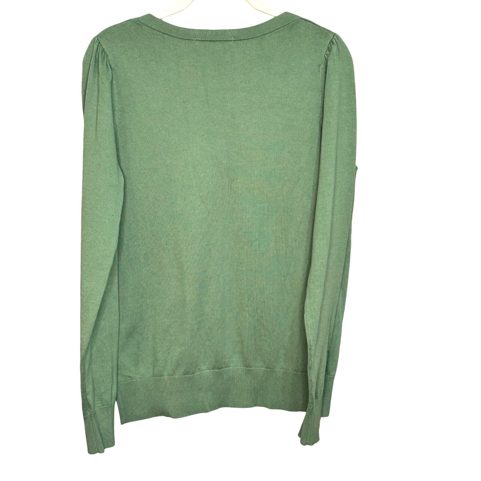 Boden Light Green Duck Egg Cotton V-Neck Sweater Size Medium