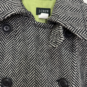 Vintage J.Crew Coat Womens Medium Black White Herringbone Wool Thinsulate 00s