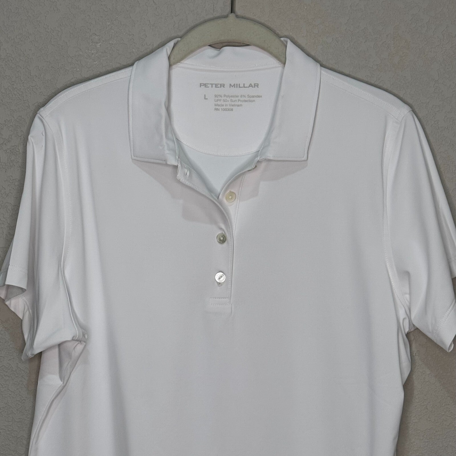 Peter Millar Women's White Golf Polo Shirt Size Large SPF 50 Golf Tennis