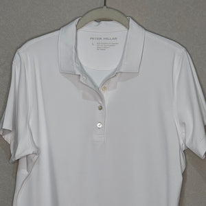 Peter Millar Women's White Golf Polo Shirt Size Large SPF 50 Golf Tennis